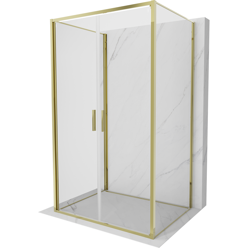 Mexen Exo-3S sprchový kout 3-stěnný otočný 100 x 70 cm, transparentní, zlatý - 814-100-070-50-00-3S