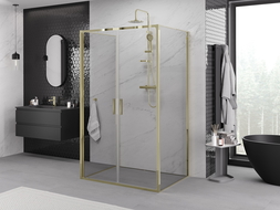 Mexen Exo-3S sprchový kout 3-stěnný otočný 70 x 80 cm, transparentní, zlatý - 814-070-080-50-00-3S