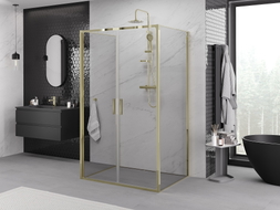 Mexen Exo-B Duo 3S sprchový kout 3-stěnný otočný 80 x 75 cm, transparentní, zlatý - 814-080-075-50-00-3S