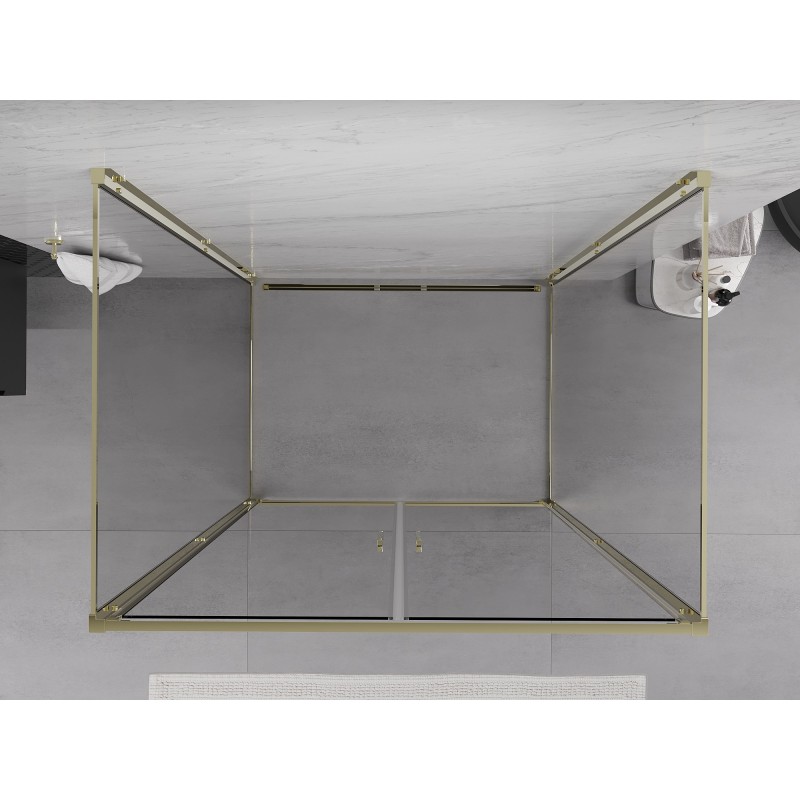 Mexen Exo-3S sprchový kout 3-stěnný otevírací 70 x 75 cm, transparentní, zlatý - 814-070-075-50-00-3S