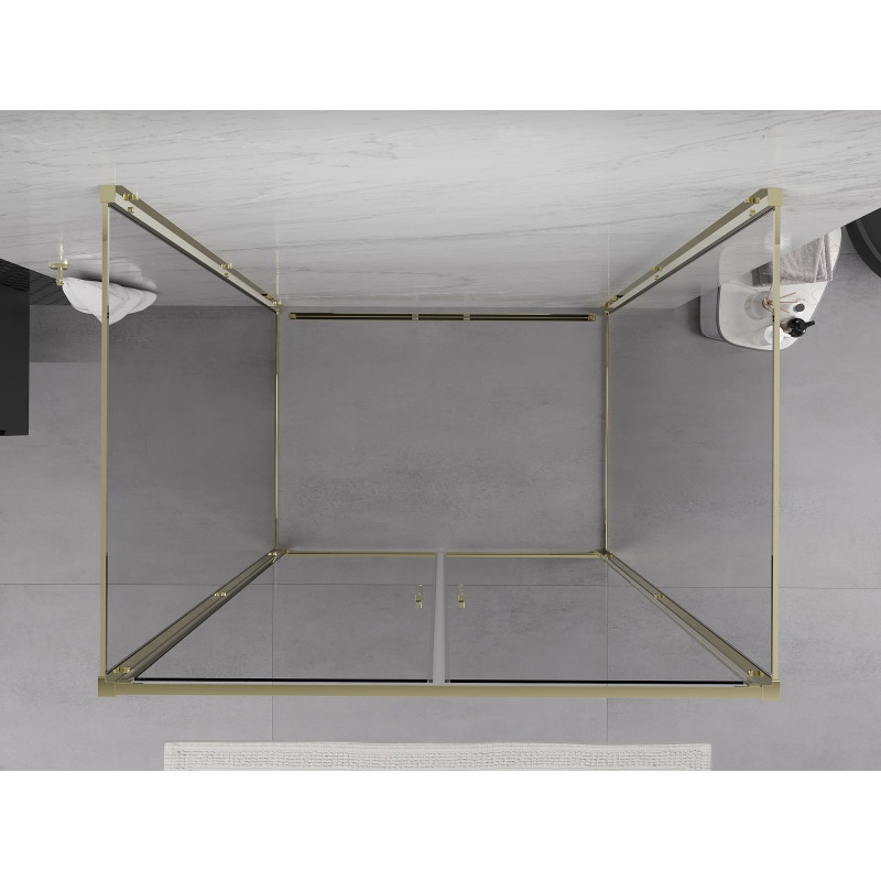 Mexen Exo-B Duo 3S třístranná otevírací sprchová kabina 70 x 90 cm, transparentní, zlatá - 814-070-090-50-00-3S