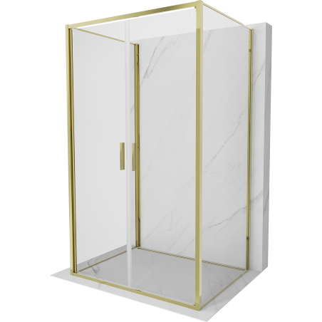 Mexen Exo-B Duo 3S sprchový kout se 3 stěnami, otočný, 70 x 100 cm, transparentní, zlatý - 814-070-100-50-00-3S