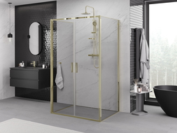 Mexen Exo-3S 3-stěnný sprchový kout s dveřmi 110 x 70 cm, průhledný, zlatý - 814-110-070-50-00-3S