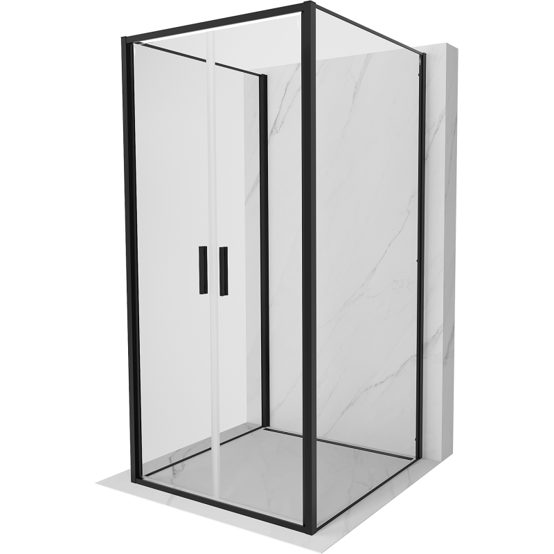 Mexen Exo-3S sprchový kout 3-stěnný otevírací 80 x 80 cm, transparentní, černý - 814-080-080-70-00-3S