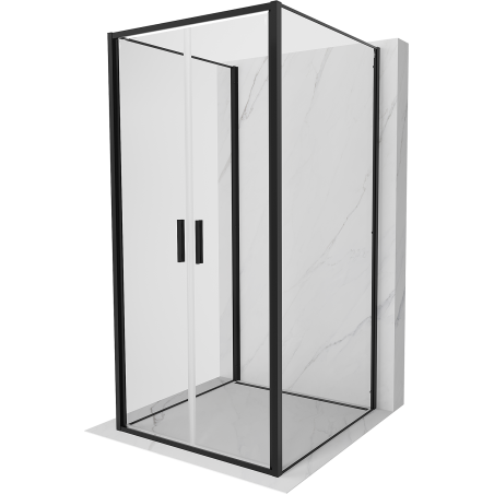 Mexen Exo-3S sprchový kout 3stěnný otočný 120 x 120 cm, transparentní, černý - 814-120-120-70-00-3S