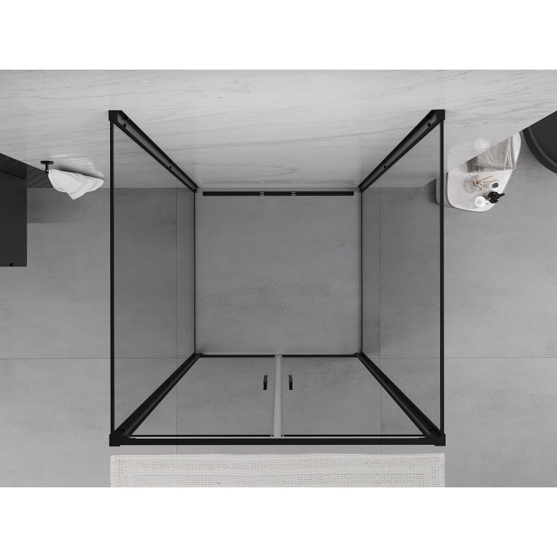 Mexen Exo-B Duo 3S sprchová kabina 3-stěnná otevírací 80 x 80 cm, průhledná, černá - 814-080-080-70-00-3S