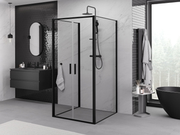 Mexen Exo-B Duo 3S sprchový kout 3-stěnný otočný 120 x 120 cm, transparentní, černý - 814-120-120-70-00-3S