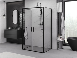 Mexen Exo-3S sprchový kout 3-stěnný otočný 80 x 95 cm, transparentní, černý - 814-080-095-70-00-3S