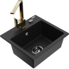 Mexen Milo granitový dřez 1-komorový s kuchyňskou baterií Rita, černý - 6505-77-670300-50-B