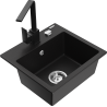 Mexen Milo granitový dřez 1-komorový s kuchyňskou baterií Rita, černý - 6505-77-670300-70