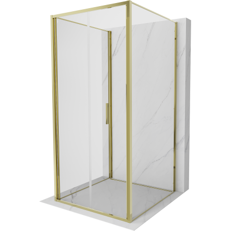 Mexen Exo-F 3S skládací 3stěnná sprchová kabina 70 x 70 cm, transparentní, zlatá - 816-070-070-50-00-3S