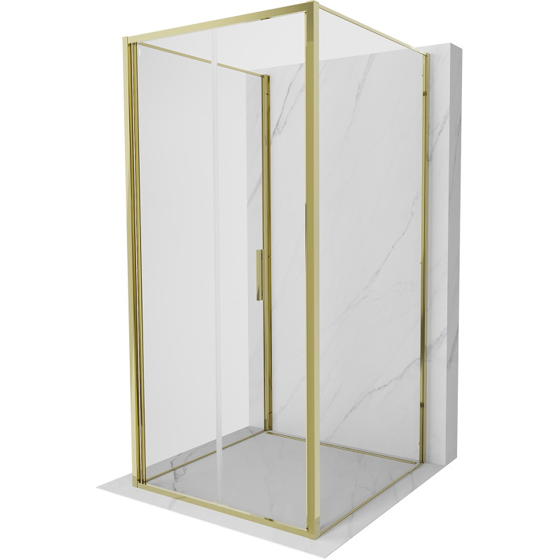 Mexen Exo-F 3S sprchový kout 3stěnný skládací 90 x 90 cm, transparentní, zlatý - 816-090-090-50-00-3S