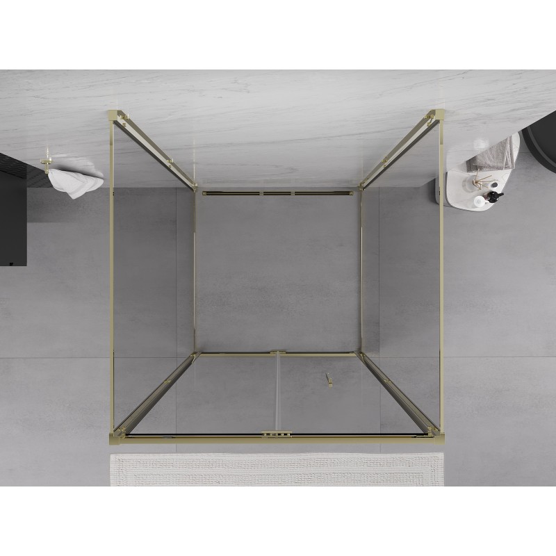 Mexen Exo-3S skládací trojstěnný sprchový kout 110 x 110 cm, transparentní, zlatý - 816-110-110-50-00-3S