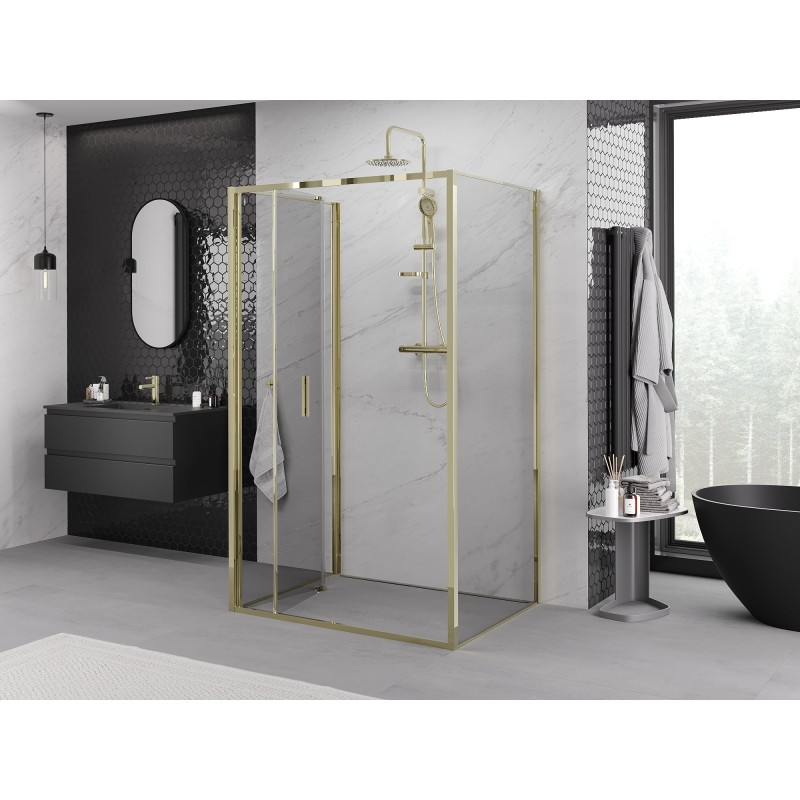 Mexen Exo-3S skládací třístranný sprchový kout 95 x 70 cm, transparentní, zlatý - 816-095-070-50-00-3S