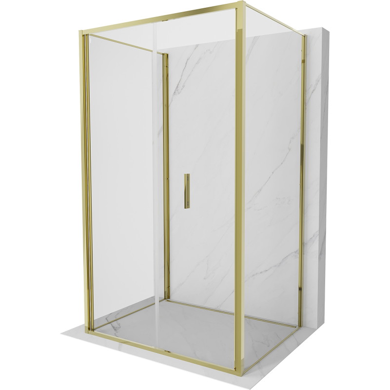 Mexen Exo-F 3S skládací sprchový kout 3-stěnný 110 x 70 cm, transparentní, zlatý - 816-110-070-50-00-3S