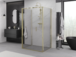 Mexen Exo-3S třístranný sprchový kout skládací 90 x 75 cm, transparentní, zlatý - 816-090-075-50-00-3S