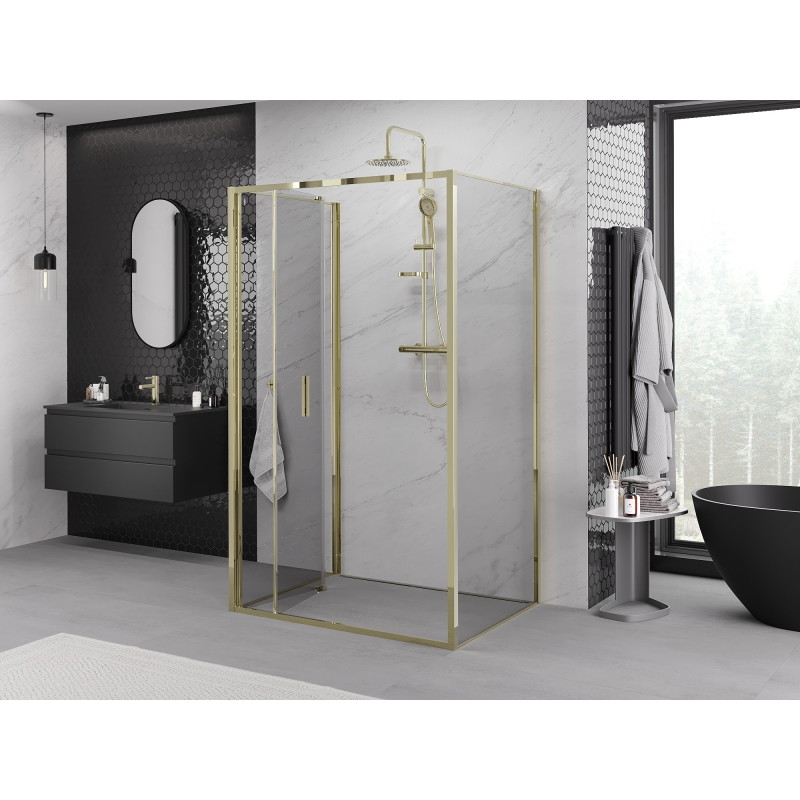 Mexen Exo-F 3S sprchový kout 3-stěnný skládací 90 x 95 cm, transparentní, zlatý - 816-090-095-50-00-3S
