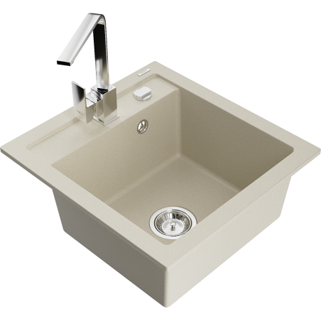 Mexen Vito granitový dřez 1-komorový s kuchyňskou baterií Rita, béžový - 6503-69-670300-00