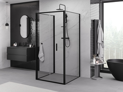 Mexen Exo-3S sprchový kout 3-stěnný skládací 70 x 70 cm, průhledný, černý - 816-070-070-70-00-3S