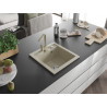Mexen Vito granitový dřez s 1 komorou a kuchyňskou baterií Rita, béžový - 6503-69-670300-69