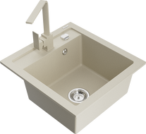 Mexen Vito granitový dřez 1-komorový s kuchyňskou baterií Rita, béžový - 6503-69-670300-69