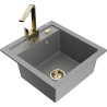 Mexen Vito granitový dřez 1-komorový s kuchyňskou baterií Rita, šedý - 6503-71-670300-50
