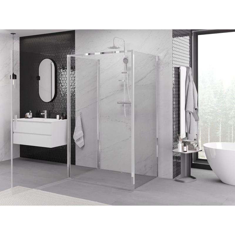 Mexen Exo-3S sprchový kout 3-stěnný otevírací 70 x 95 cm, transparentní, chrom - 817-070-095-01-00-3S