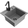 Mexen Vito granitový dřez 1-komorový s kuchyňskou baterií Rita, šedý - 6503-71-670300-70-B