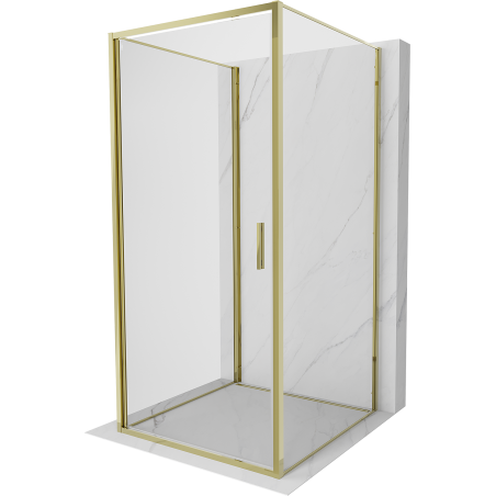 Mexen Exo-B 3S sprchový kout 3-stěnný otevírací 70 x 70 cm, transparentní, zlatý - 817-070-070-50-00-3S