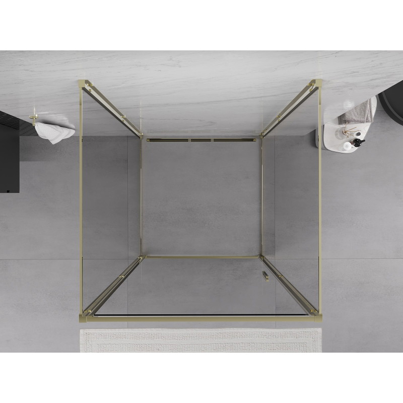 Mexen Exo-B 3S sprchový kout 3-stěnný otevírací 70 x 70 cm, transparentní, zlatý - 817-070-070-50-00-3S