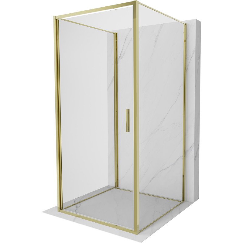 Mexen Exo-B 3S sprchový kout 3-stěnný sklopný 90 x 90 cm, transparentní, zlatý - 817-090-090-50-00-3S