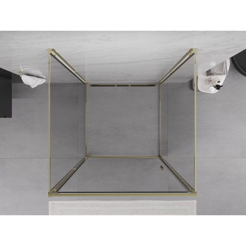 Mexen Exo-3S sprchový kout 3-stěnný otočný 100 x 100 cm, průhledný, zlatý - 817-100-100-50-00-3S