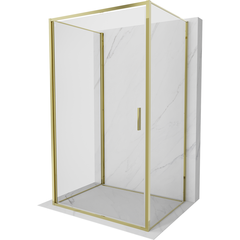 Mexen Exo-3S sprchový kout 3-stěnný otevírací 70 x 75 cm, transparentní, zlatý - 817-070-075-50-00-3S