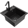 Mexen Vito granitový dřez 1-komorový s kuchyňskou baterií Rita, černý/stříbrný metalik - 6503-73-670300-70-B