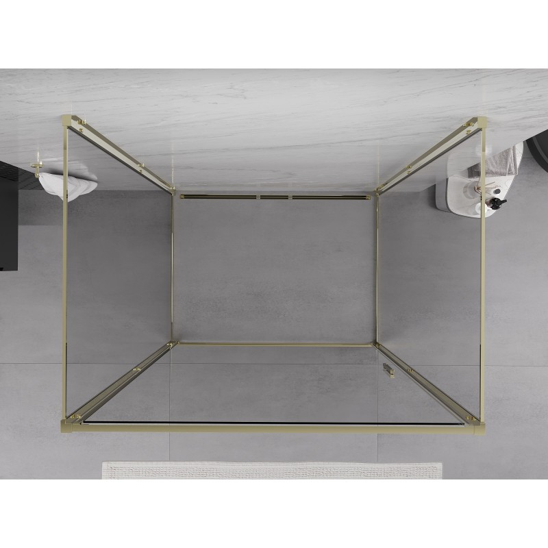 Mexen Exo-3S sprchový kout, 3-stěnný otočný 80 x 90 cm, transparentní, zlatý - 817-080-090-50-00-3S