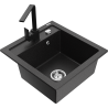 Mexen Vito granitový dřez s jednou komorou a kuchyňskou baterií Rita, černý/stříbrný metalický - 6503-73-670300-70