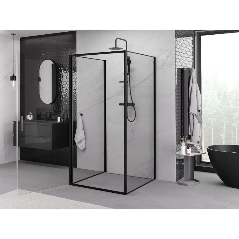 Mexen Exo-B 3S sprchový kout 3-stranný otevíratelný 85 x 85 cm, transparentní, černý - 817-085-085-70-00-3S