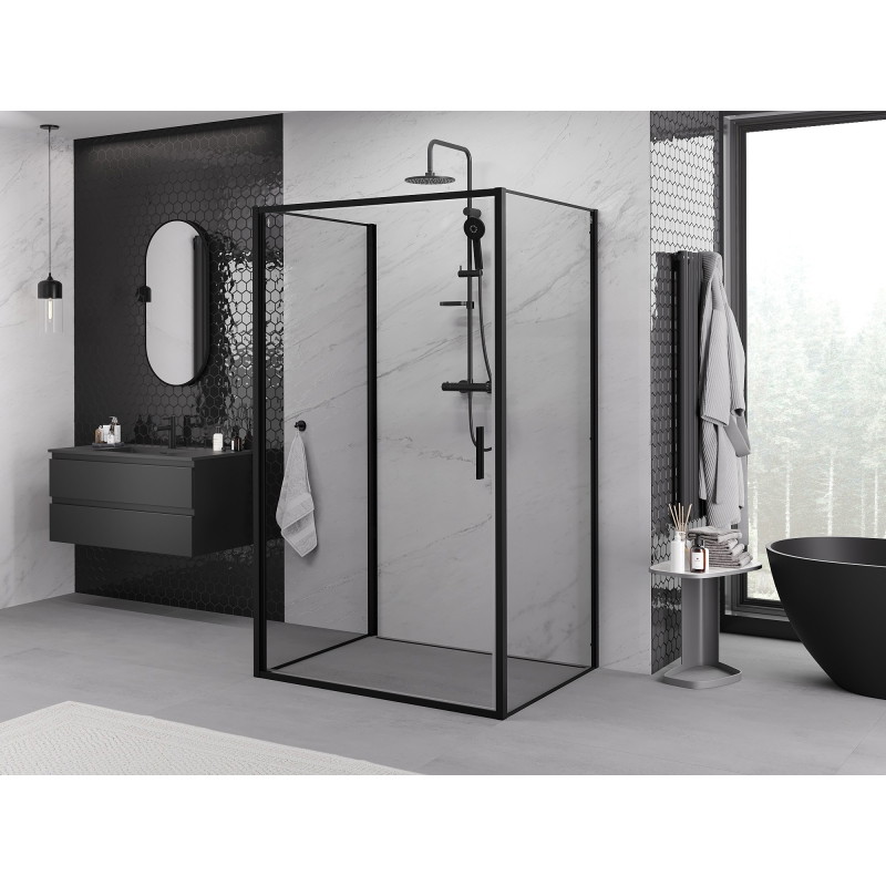 Mexen Exo-B 3S sprchový kout 3-stěnný otevírací 100 x 70 cm, transparentní, černý - 817-100-070-70-00-3S