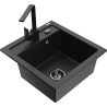 Mexen Vito granitový dřez 1-komorový s kuchyňskou baterií Rita, černý/zlatý metalický - 6503-75-670300-70-B