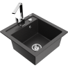 Mexen Vito jednokomorový žulový dřez s kuchyňskou baterií Rita, černý tečkovaný - 6503-76-670300-00