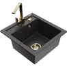 Mexen Vito granitový dřez 1-komorový s kuchyňskou baterií Rita, černý skvrnitý - 6503-76-670300-50