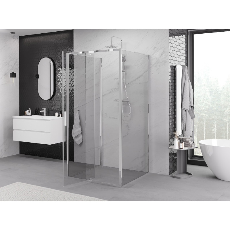 Mexen Exo-R 3S sprchový kout 3-stěnný otočný 95 x 95 cm, transparentní, chrom - 819-095-095-01-00-3S