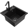 Mexen Vito granitový dřez 1-komorový s kuchyňskou baterií Rita, černý - 6503-77-670300-70-B
