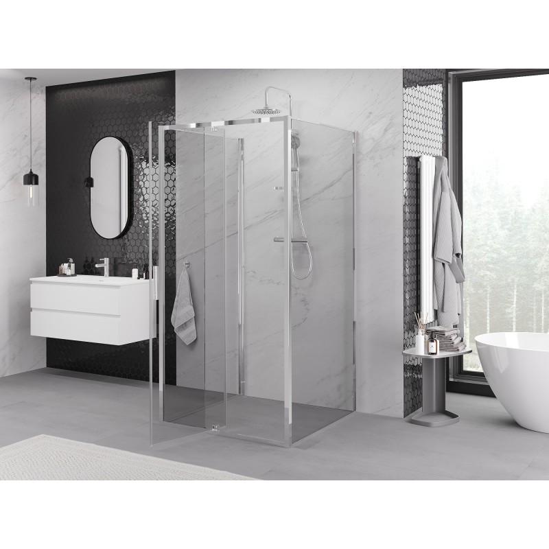 Mexen Exo-3S sprchový kout 3-stěnný s otevíracími dveřmi 120 x 120 cm, průhledný, chrom - 819-120-120-01-00-3S