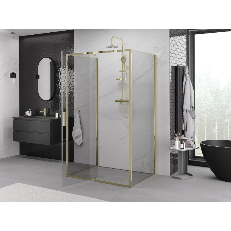 Mexen Exo-R 3S sprchový kout 3-stěnná otevírací 90 x 70 cm, transparentní, zlatá - 819-090-070-50-00-3S