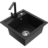 Mexen Vito granitový dřez 1-komorový s kuchyňskou baterií Rita, černý - 6503-77-670300-70