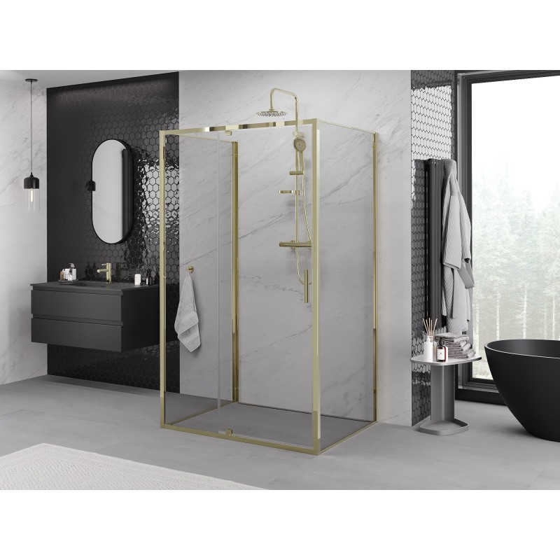 Mexen Exo-3S sprchový kout 3-stranný otočný 155 x 80 cm, transparentní, zlatý - 819-155-080-50-00-3S