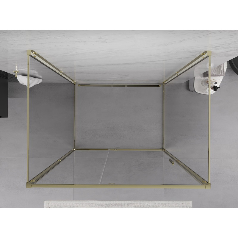 Mexen Exo-R 3S sprchový kout 3stěnný otevíratelný 130 x 90 cm, transparentní, zlatý - 819-130-090-50-00-3S
