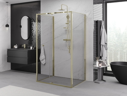 Mexen Exo-R 3S sprchový kout 3-stěnný křídlový 140 x 90 cm, transparentní, zlatý - 819-140-090-50-00-3S