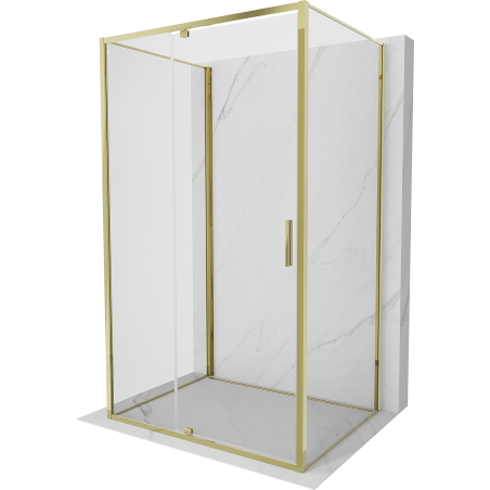 Mexen Exo-R 3S sprchový kout 3stěnný otevírací 90 x 95 cm, transparentní, zlatý - 819-090-095-50-00-3S